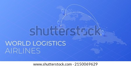 World logistic delivery concept. Global export and import airlinnes. Smart airplane tracking. Ecommerce trade service infographic. Royalty-Free Stock Photo #2150069629