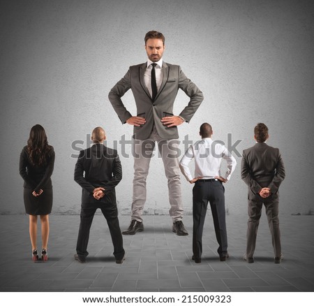 The authoritarian boss in front of his employees Royalty-Free Stock Photo #215009323