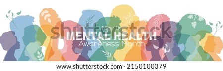 May is Mental Health Awareness Month banner. Royalty-Free Stock Photo #2150100379