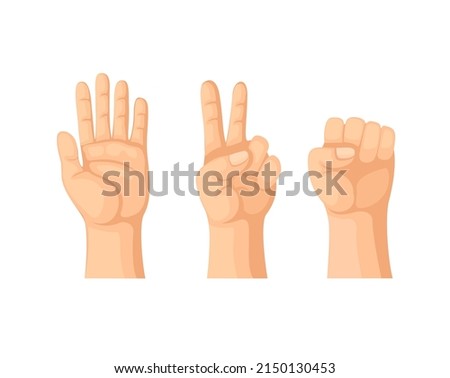 Hand rock paper scissor gesture symbol, Jan ken pon japan traditional game cartoon illustration vector