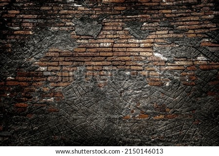 cracked concrete vintage brick wall background
