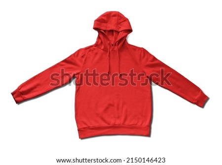 Blank red hoodie mock up template, front view, isolated on white, plain hoodie mockup. hoodie design presentation for print.