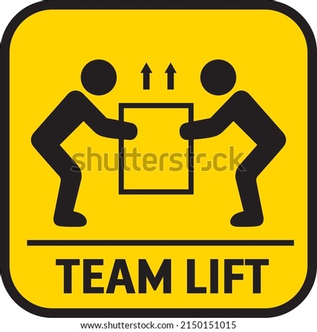 Packaging symbol to indicate heaviness and needs two people to lift. Team Lifting Heavy Object Icon Royalty-Free Stock Photo #2150151015