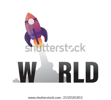 Rocket logo earth space shuttle spaceship. editable vector.
