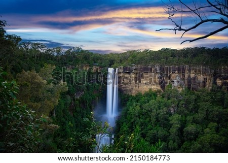 Flowing River in Fitzroy water Falls in Bowral NSW Australia beautiful colourful cloudy skies lovely waterfalls