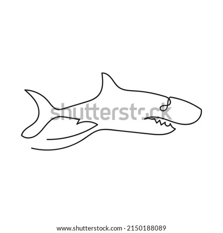 A hammer fish drawn with a single line. Shark. One line. Doodle illustration.