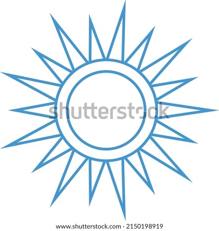 Blue sun symbol. Stylized rays star icon