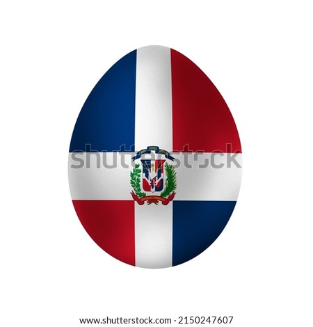 New life symbol. Clip art in colors of national flag. Egg on white background. Dominican Republic