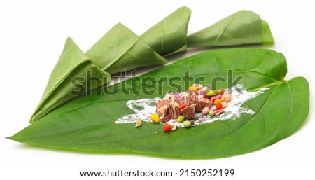 Betel leaf and its spices popular culture in South East Asia Royalty-Free Stock Photo #2150252199