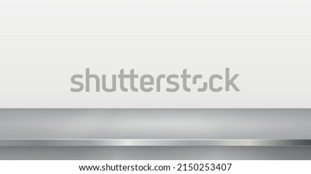 Metal kitchen countertop, iron texture, large table on a white background - Vector illustration Royalty-Free Stock Photo #2150253407