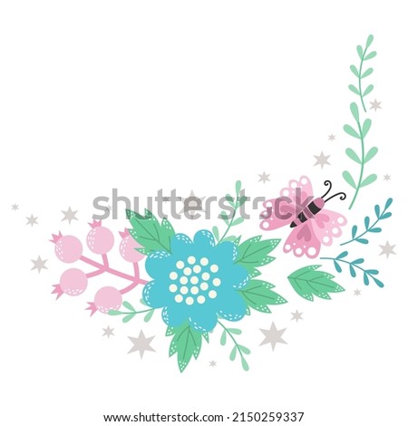 Cute vector bouquet of flowers. Design element.