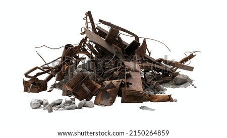 rusty debris destruction white background  Royalty-Free Stock Photo #2150264859