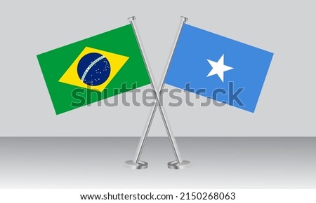 Crossed flags of Brazil and Somalia. Official colors. Correct proportion. Banner design