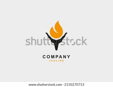 Flame Logo. Torch Symbol Isolated on Grey Background. Flat Vector Design Template Element