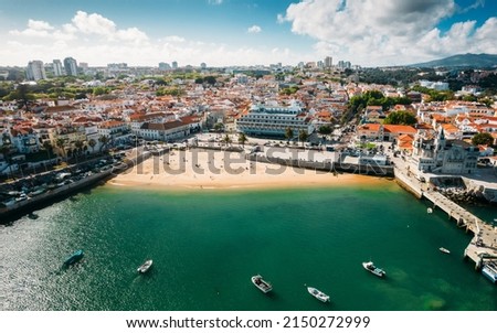 Aerial view of Cascais bay, Portugal Royalty-Free Stock Photo #2150272999
