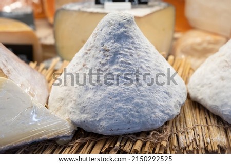French cheese cone shaped port aubry on farmer market