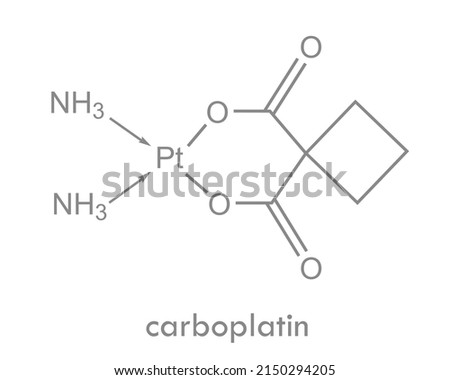 Carboplatin structure. Chemotherapy drug molecule. Used in treatment of many types of cancer.
