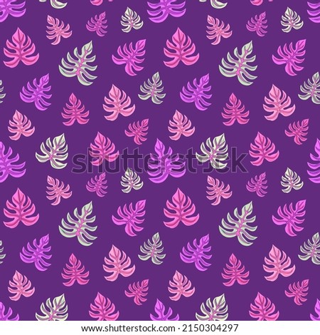 Tropic seamless vector pattern with tropical leaves. Tropical botanical motives. Vector illustration. Summer decoration print for wrapping, wallpaper, fabric. 