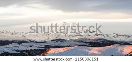 Photo of Elbrus, taken in the early winter morning.