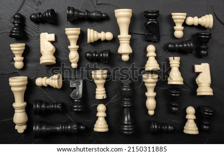 set of chess figures on black background