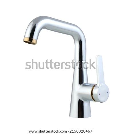 chrome and gold,bathroom,Kitchen Mixer metal faucet isolated white background
