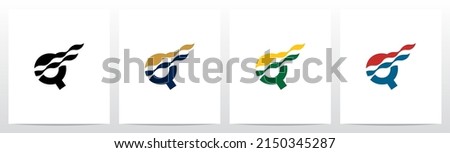 Waving Flag On Letter Logo Design Q