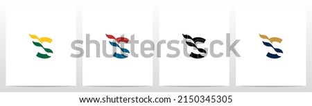 Waving Flag On Letter Logo Design S