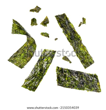 some of nori sheets on white background.  Royalty-Free Stock Photo #2150354039