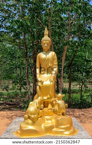
The Buddha image of Wednesday (night) is Pang Pa Lelai. in the Ariya, seated (sitting) on ​​a stone, both of his feet resting on lotus flowers. The left hand is placed upside down on the Khanu (knee)