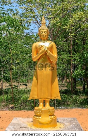 Buddha images for Friday, including "Pang Ramphueng" in the standing Ariyaboth His two hands clasped together to sit on the Buddha's chest (chest) respected by Thai Buddhists.
