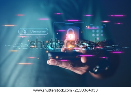 High technology security protection concept. Two-step verification, login, encrypted account identities to securely sign in or get a verification code.
 Royalty-Free Stock Photo #2150364033