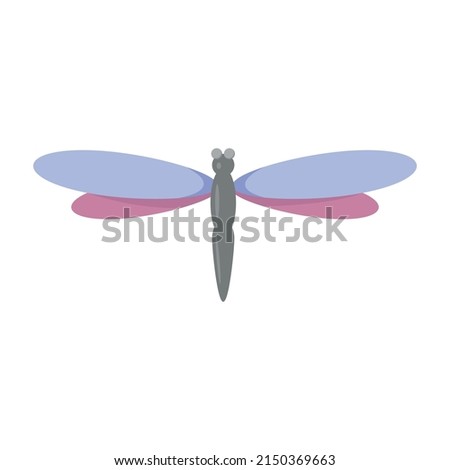 A simple purple-pink dragonfly on a white background. vector illustration