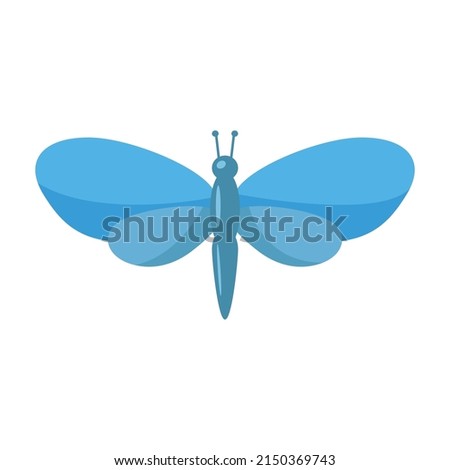 Blue butterfly moth on white background. vector illustration