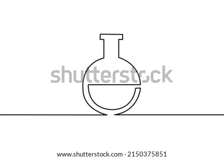 Continuous line drawing of Laboratory glass on white background.