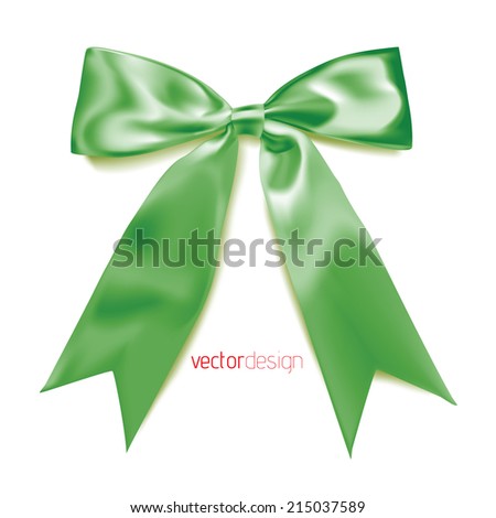 Green ribbon and bow, vector illustration.