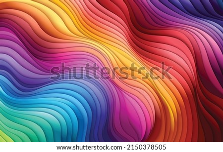 Multi layers color texture 3D papercut layers in gradient vector banner.  Carving art. Cover layout material design template. Abstract realistic papercut decoration textured with cardboard wavy layers Royalty-Free Stock Photo #2150378505