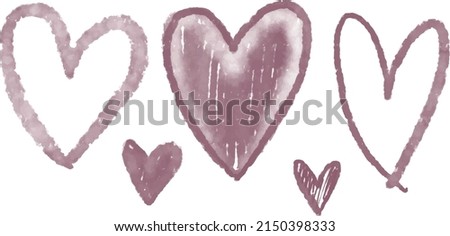 Handpainted vector pastel pencil grunge set of illustrations of love Valentine’s day hearts, arrows, circles and sketches. Ideal for print, collage, stickers, scrap booking, graphic design and other.
