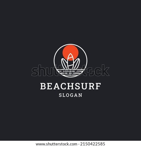 Beach Surf logo icon flat design template 