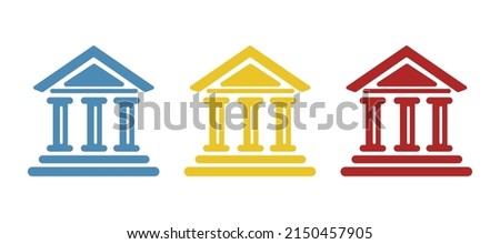 Court building icon, on white background, vector illustration