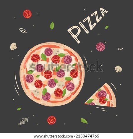 Hand drawn illustration with pizza