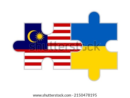 puzzle pieces of malaysia and ukraine flags. vector illustration isolated on white background