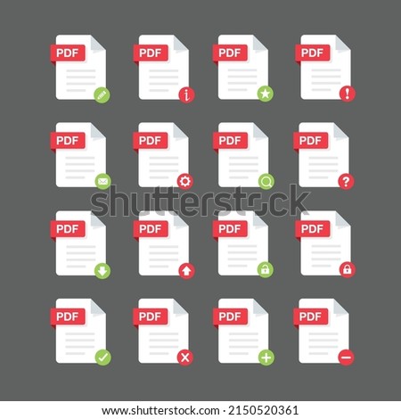 Flat design with PDF files download document,icon,symbol set, vector design element illustration