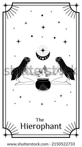 Tarot Cards, Poster with mystical elements. Moon and stars. Vector illustration.