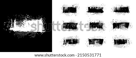 Vector illustration. Background for text. Isolated grunge traces banners set. Black paint. Brush ink stroke. Element for design poster, cover, invitation, gift card, flyer, social media, promotion