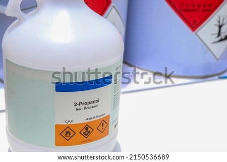 2-Propanol in bottle, chemical in the laboratory and industry Royalty-Free Stock Photo #2150536689