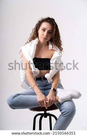 girl model close-up at a photo shoot