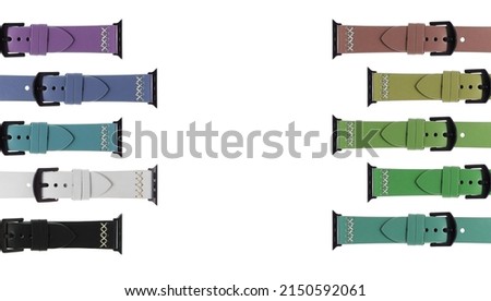 leather straps for electronic watches, smart watches, on a white background in isolation