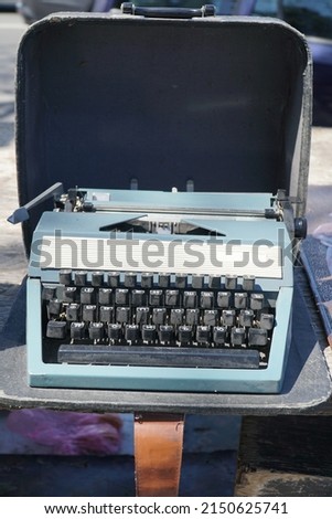 old typewriter used for writing, Russian alphabet, second hand market