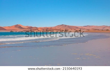 Namib desert with Atlantic ocean meets near Skeleton coast - 
Namibia, South Africa