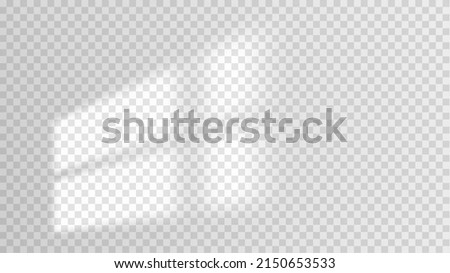 Window shadow overlay transparent png background for product flat lay or mockup. Vector illustration, sun light shining through window. Royalty-Free Stock Photo #2150653533